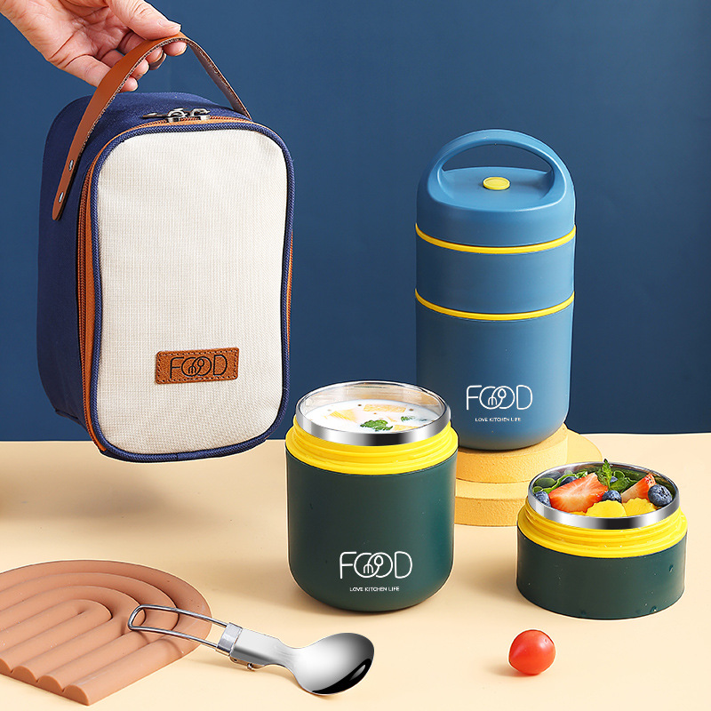 Food Warmer Display - Double Layers Stainless Steel Insulated Lunch