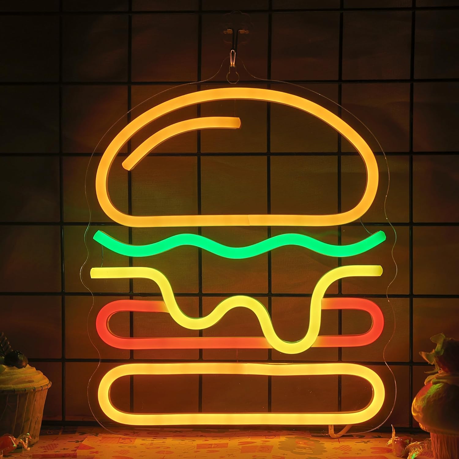 Commercial Kitchen Ideas - Burger Neon Sign with Layered Cheese
