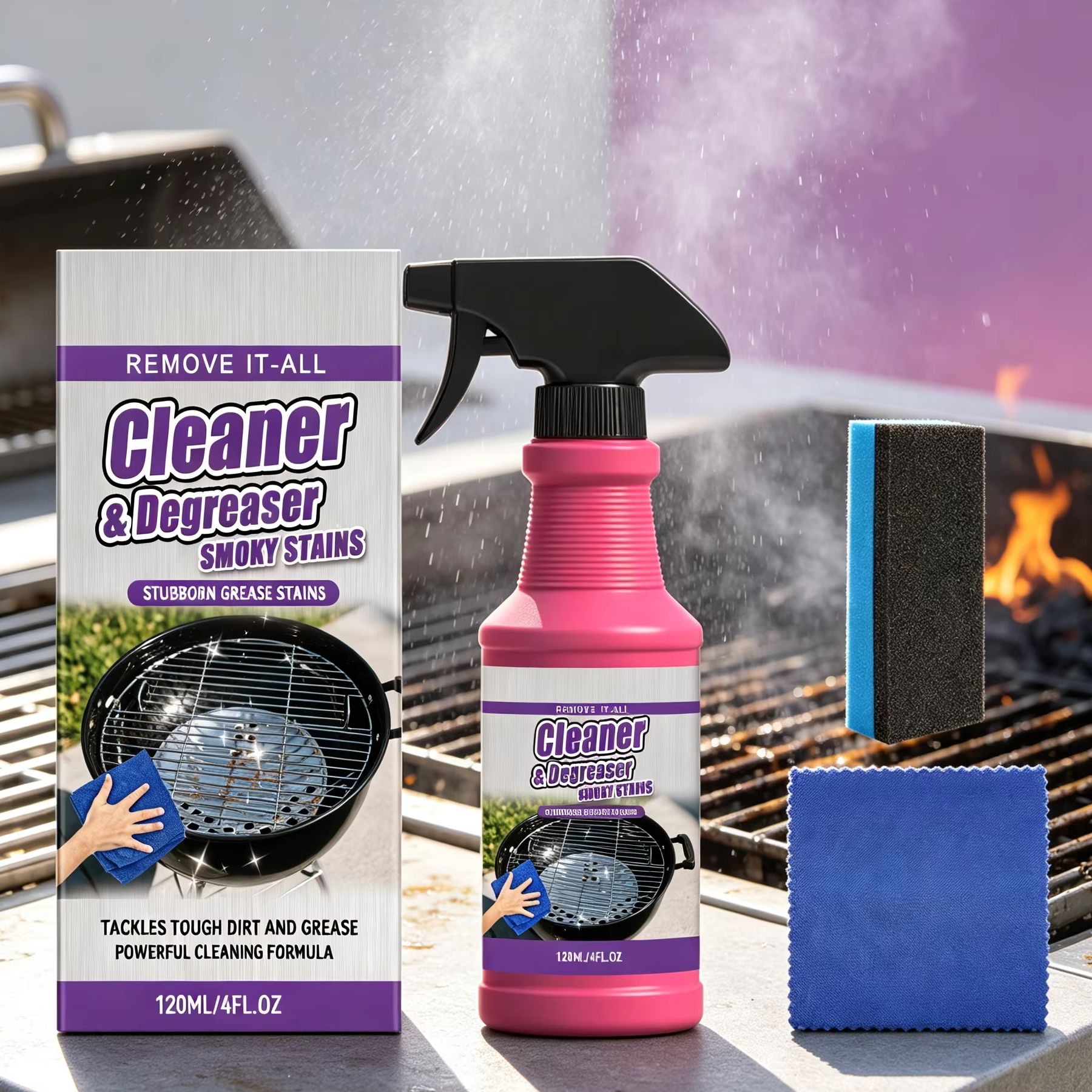 Commercial Kitchen Grease Cleaner - BBQ Grill Cleaner Grease Smoky Stain