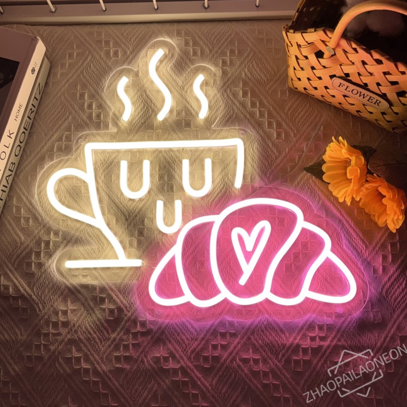 Coffee Bread Neon Sign Croissa - Commercial Kitchen Light ulasan dan harga