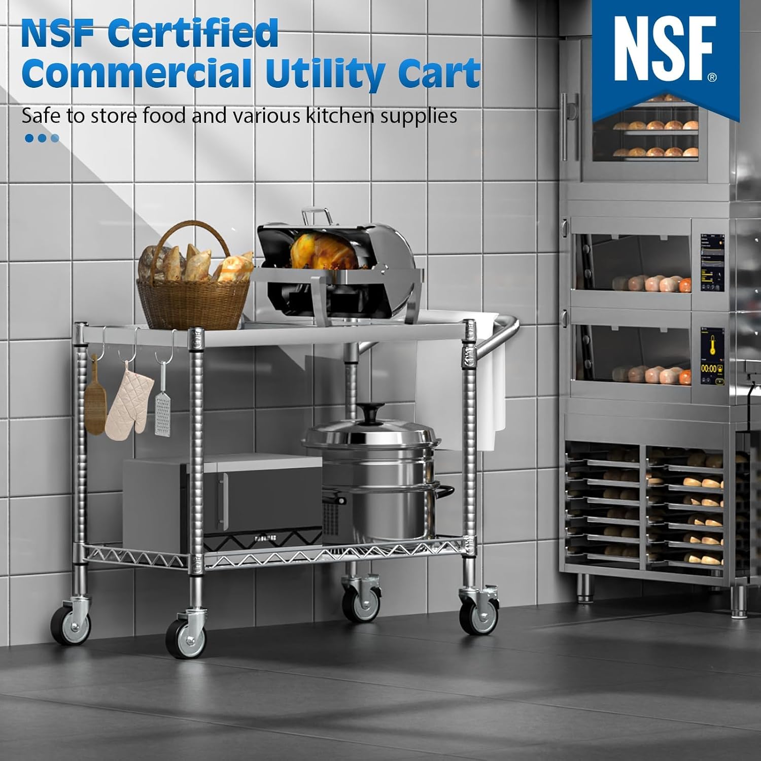 2-Tier Silver Metal Rolling Ut - Commercial Kitchen Warehouse ulasan dan harga