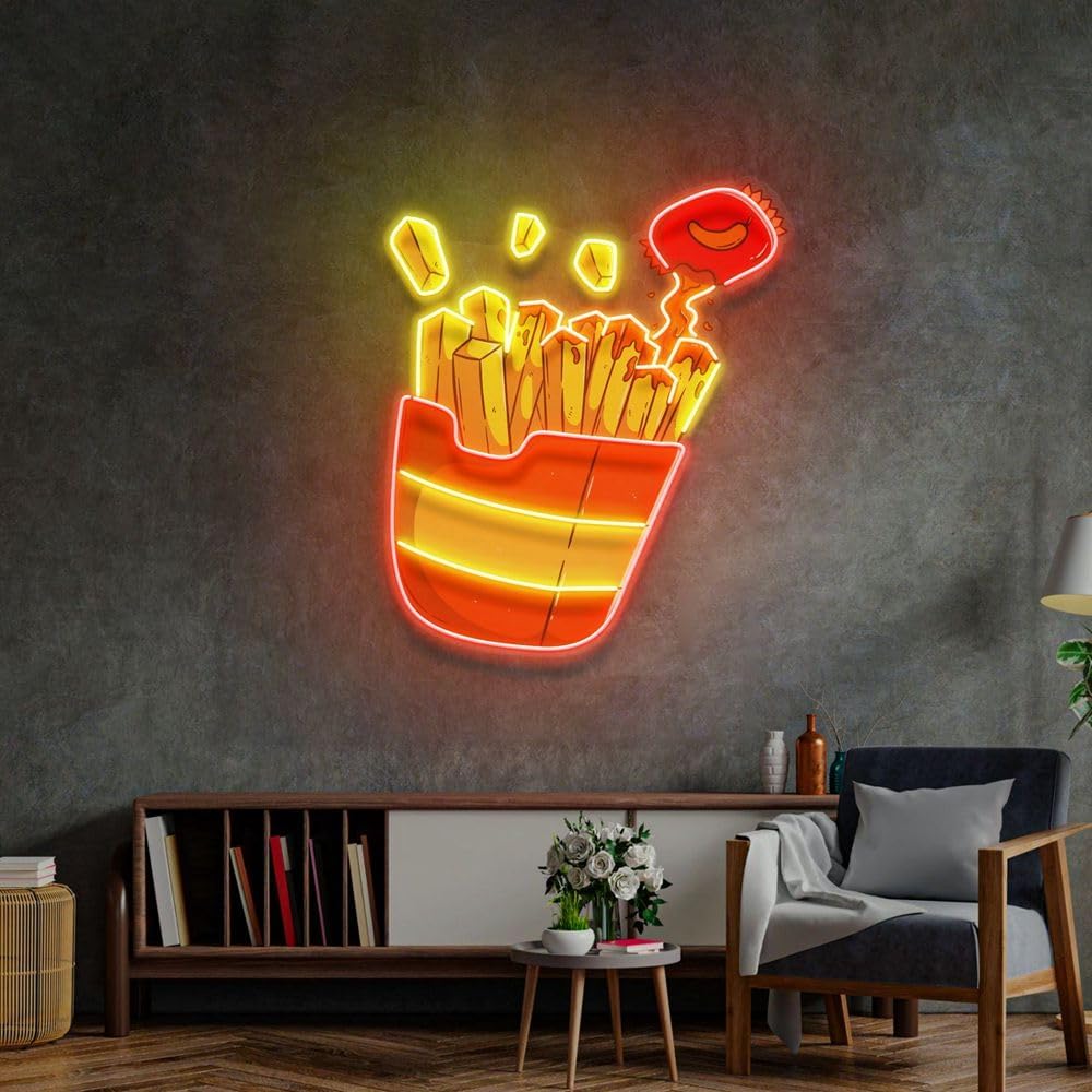 Custom French Fries Neon Sign  - Commercial Kitchen Light ulasan dan harga