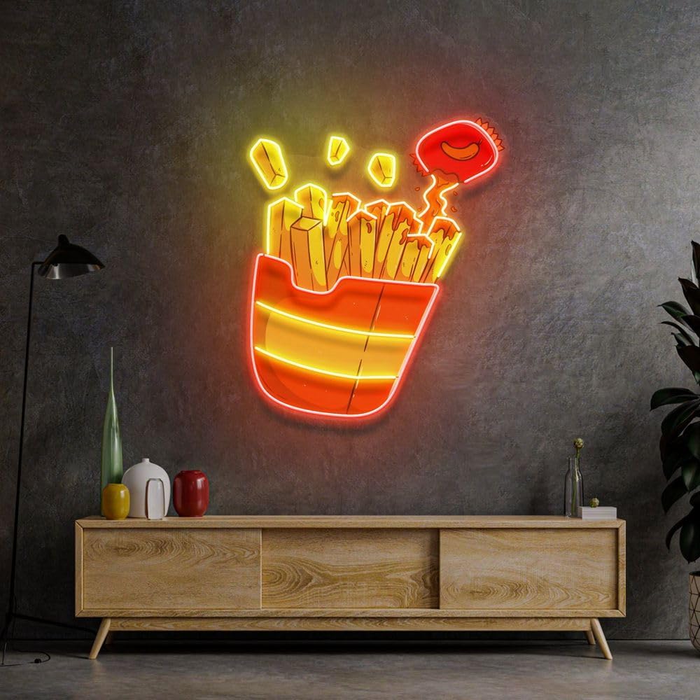 Custom French Fries Neon Sign  - Commercial Kitchen Light ulasan dan harga