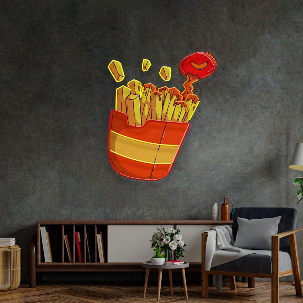 Custom French Fries Neon Sign  - Commercial Kitchen Light ulasan dan harga