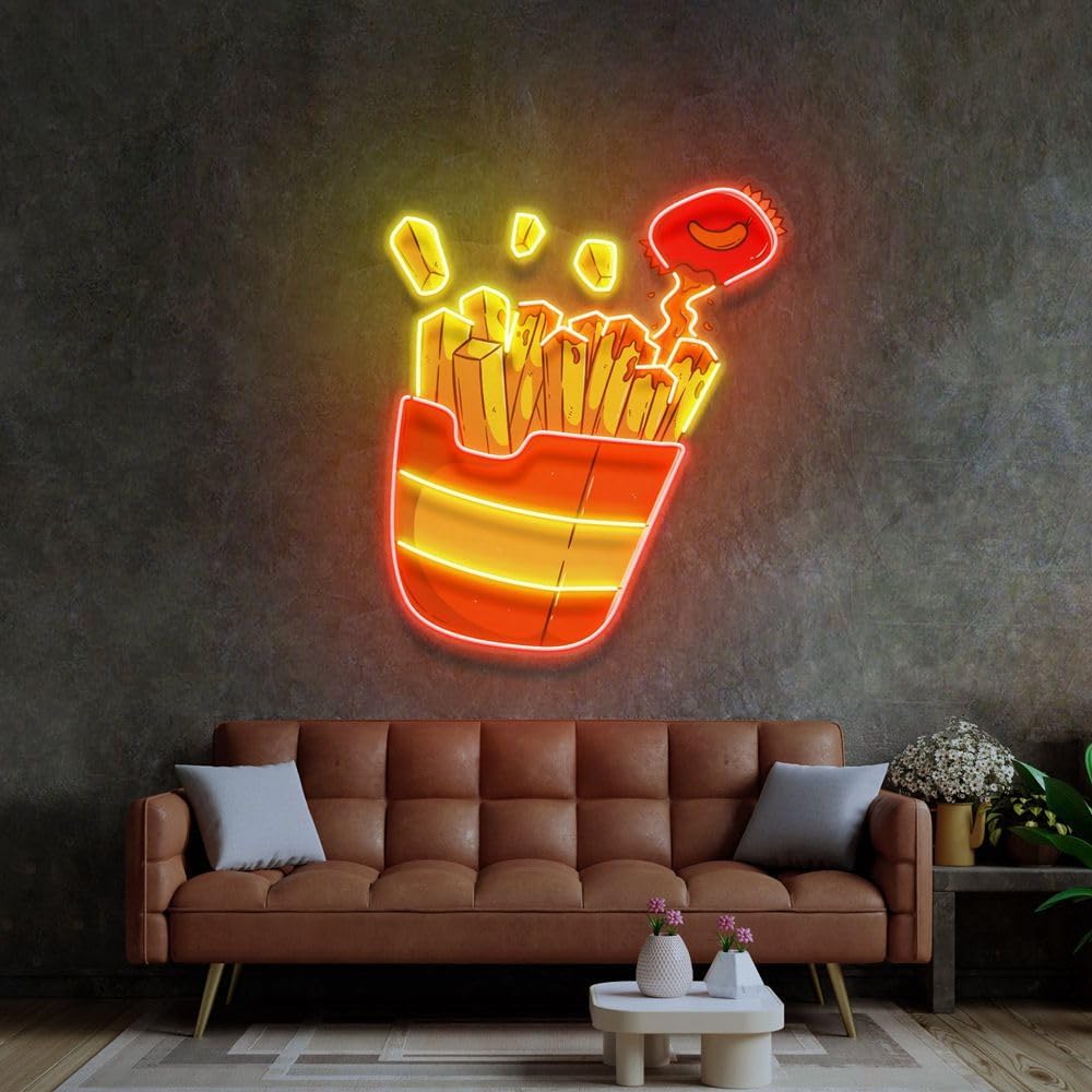 Custom French Fries Neon Sign  - Commercial Kitchen Light ulasan dan harga