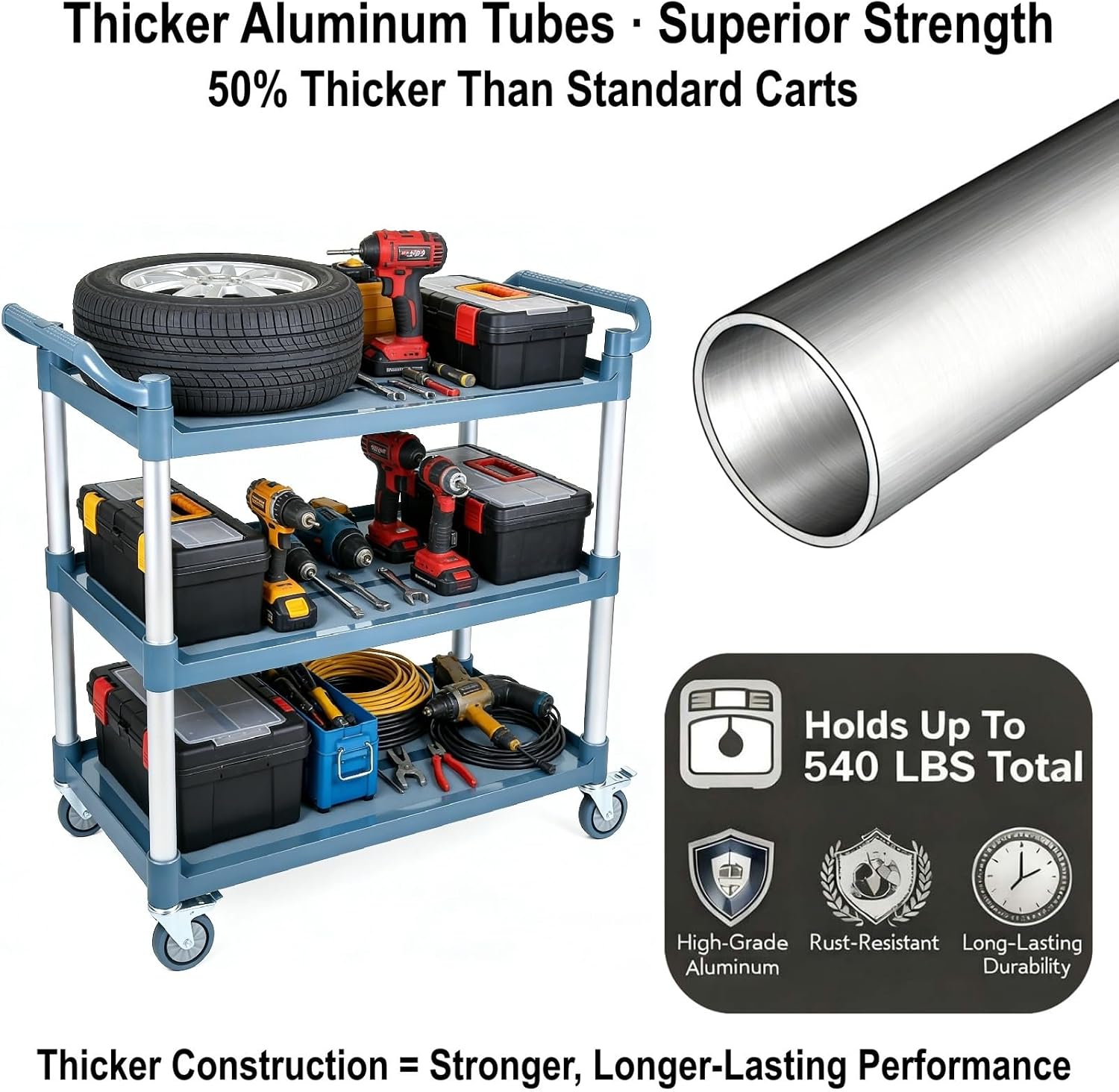 3-Tier Rolling Utility Service - Commercial Kitchen Warehouse ulasan dan harga